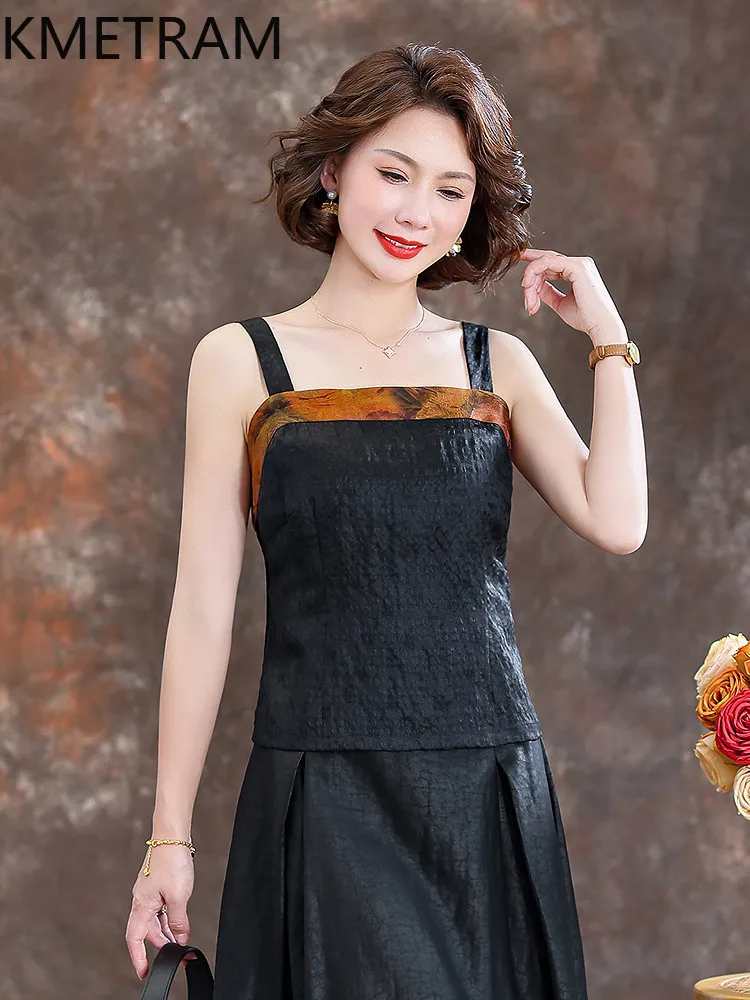 KMETRAM 100% Mulberry Silk Xiangyunsha Women's Tanks 2026 Summer Vintage Versatile Inner-layer Camis Tanks Top Roupas Femininas