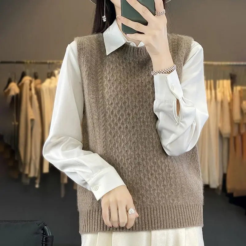

2024 Women's sweater vest cashmere vest V-neck sleeveless sweater vest women's cashmere jacket fashionable top