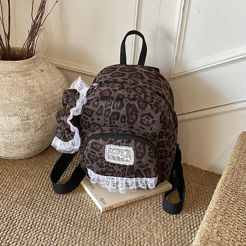 Preppy Style Niche Design Leopard Print Backpack2025Simple and Elegant Autumn Winter Melad Women's Commuter Bag
