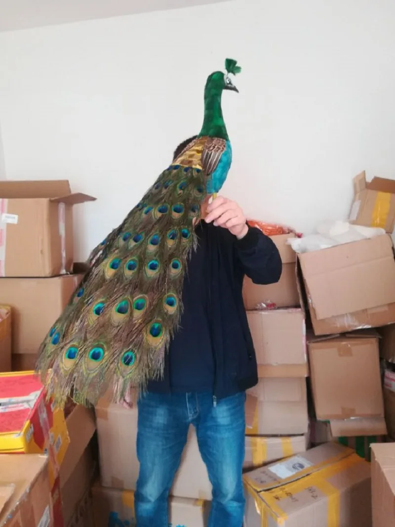 cute simulation peacock model foam&feather beautiful green neck peacock doll about 80cm