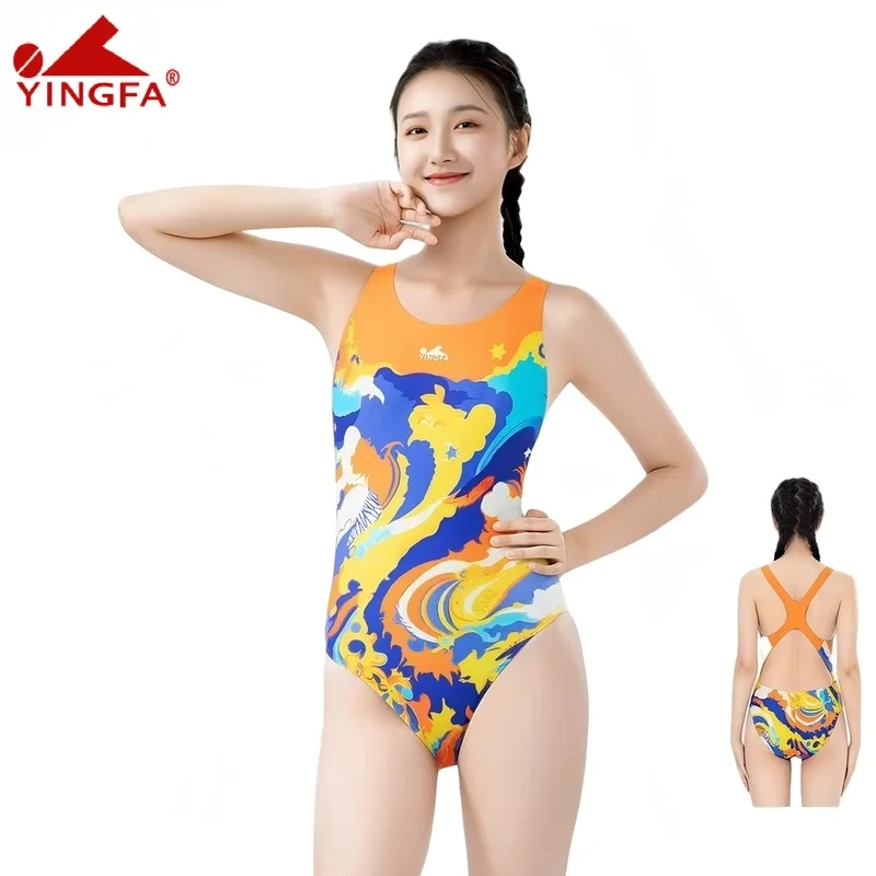 

Женский гоночный купальник Yingfa из хлоростойкой ткани, цельный