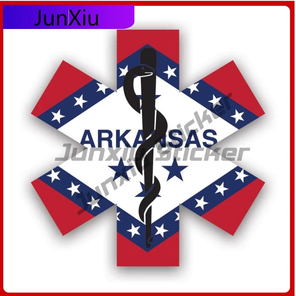 

Arkansas Star Of Life Flag Sticker Funny Bumper Waterproof Vinyl Decal For Mobile Phones Sticker Fun Decor High Quality