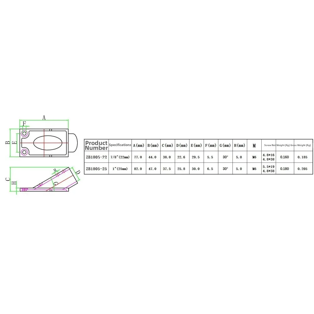 

Прямоугольное основание для крепления к лодочному поручню из нержавеющей стали 316 для труб 22 мм (7/8 дюйма) и 25 мм (1 дюйм)
