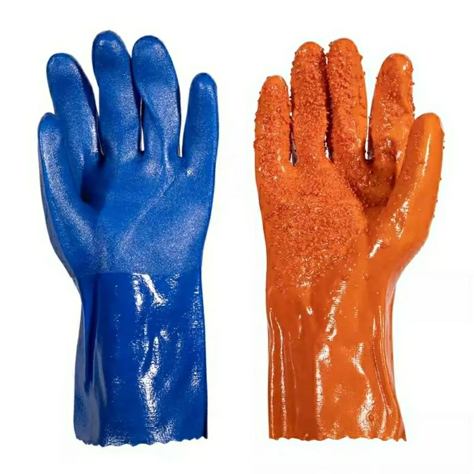 Fully impregnated plastic particle anti-slip matte oil-resistant fish-killing protective gloves