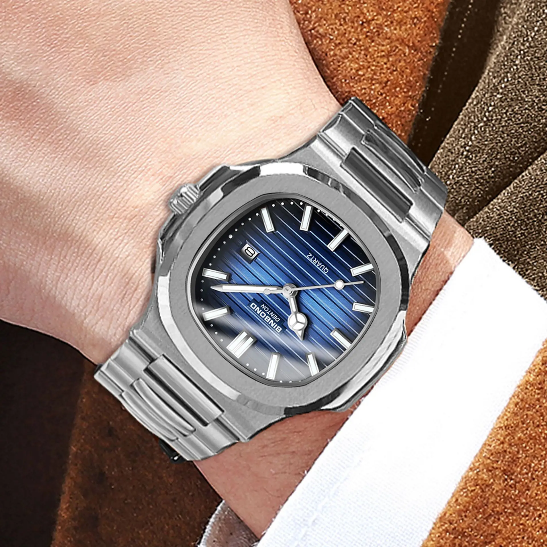 UTHAI CQ249 Luxury men's quartz Watch waterproof ultra-thin watch stainless steel Man watch clock sport Relo watches for man