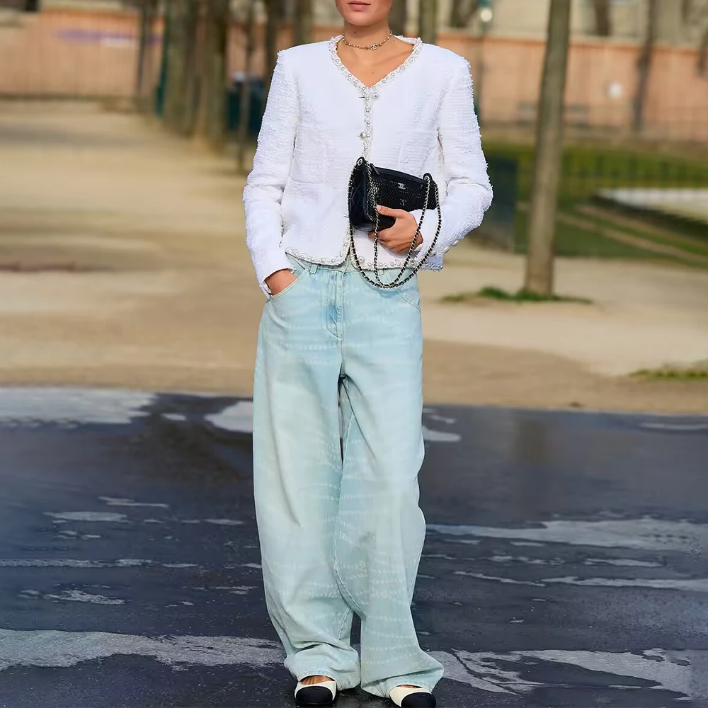 ファッションパール装飾スモールフレグランスジャケット 欧米風レディース服 人気