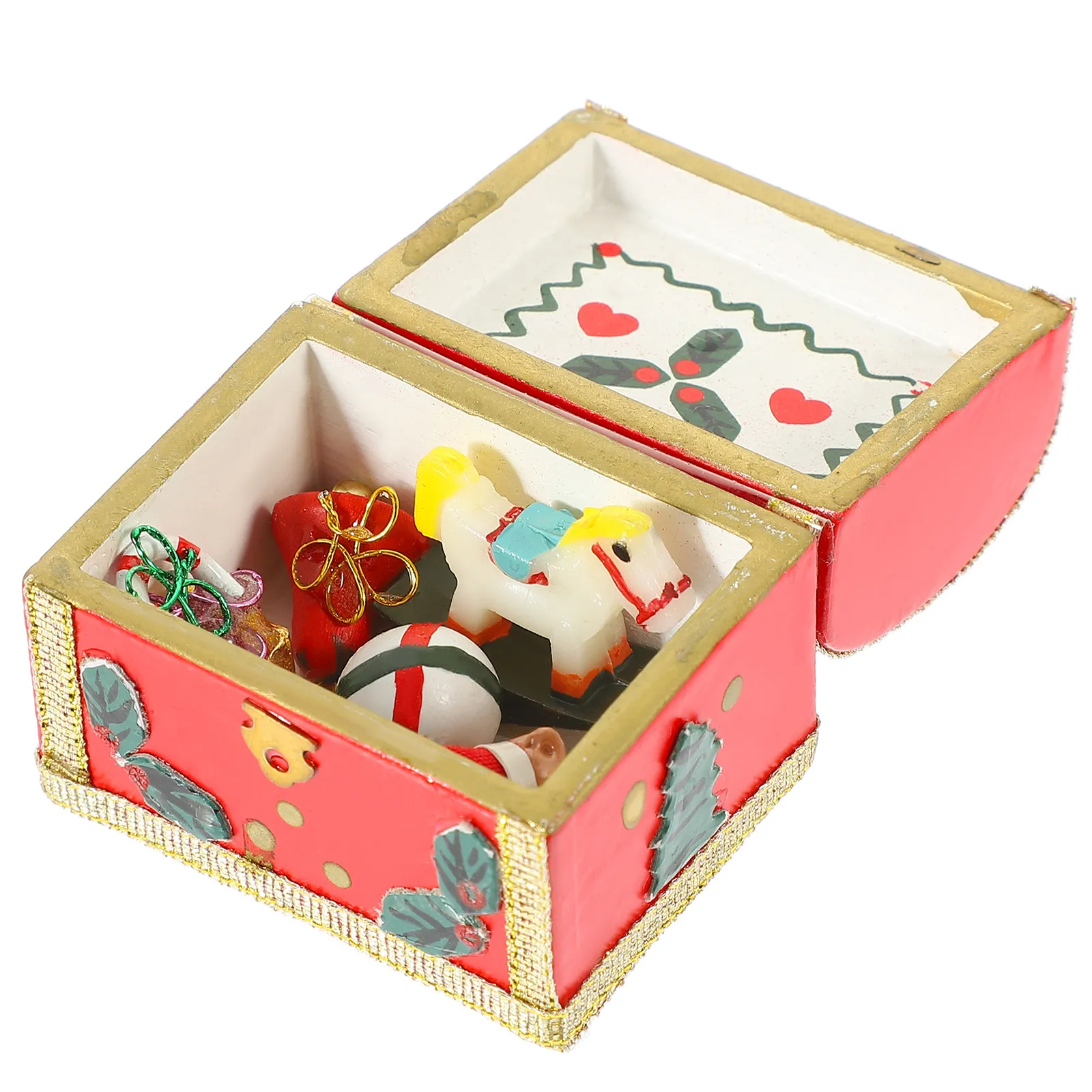 

Миниатюрная деревянная подарочная коробка с гладкой натуральной текстурой для миниатюрного домика, рождественской сцены, декоративный аксессуар, модель для домашнего DIY-декора