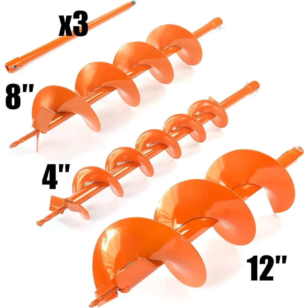 حار بيع! 2-السكتة الدماغية تعمل بالغاز الأرض اوجير آخر ثقب السياج حفار + 4 "8" 12 " اوجير الثلاثي الحفر عمل بت + 3*24" تمديد القضبان #2