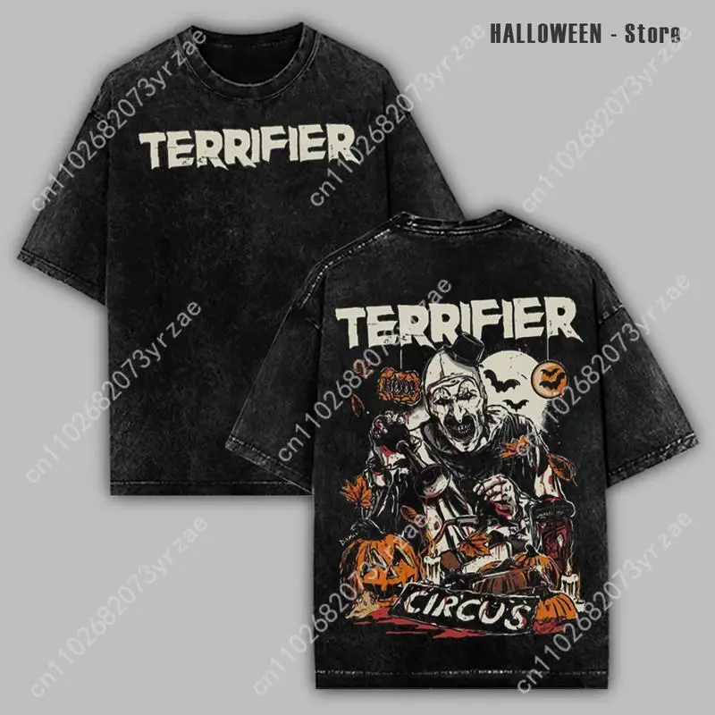 

Retro Tshirt Terrifier Man Woman High Quality Vintage T Shirt Cotton Short Sleeves Fashion T-shirt Soft Breathable Tops