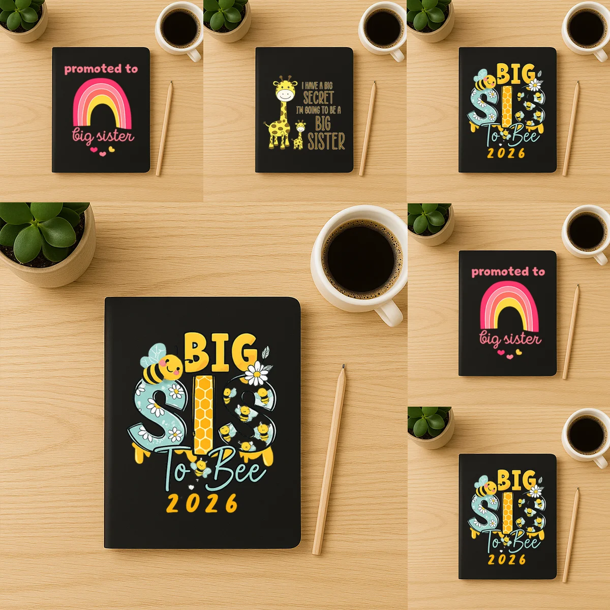 

1 PC Promoted to Big Sister PU Soft Cover Notebook - A5 Journal for New Big Sisters, Pregnancy Announcement Gift