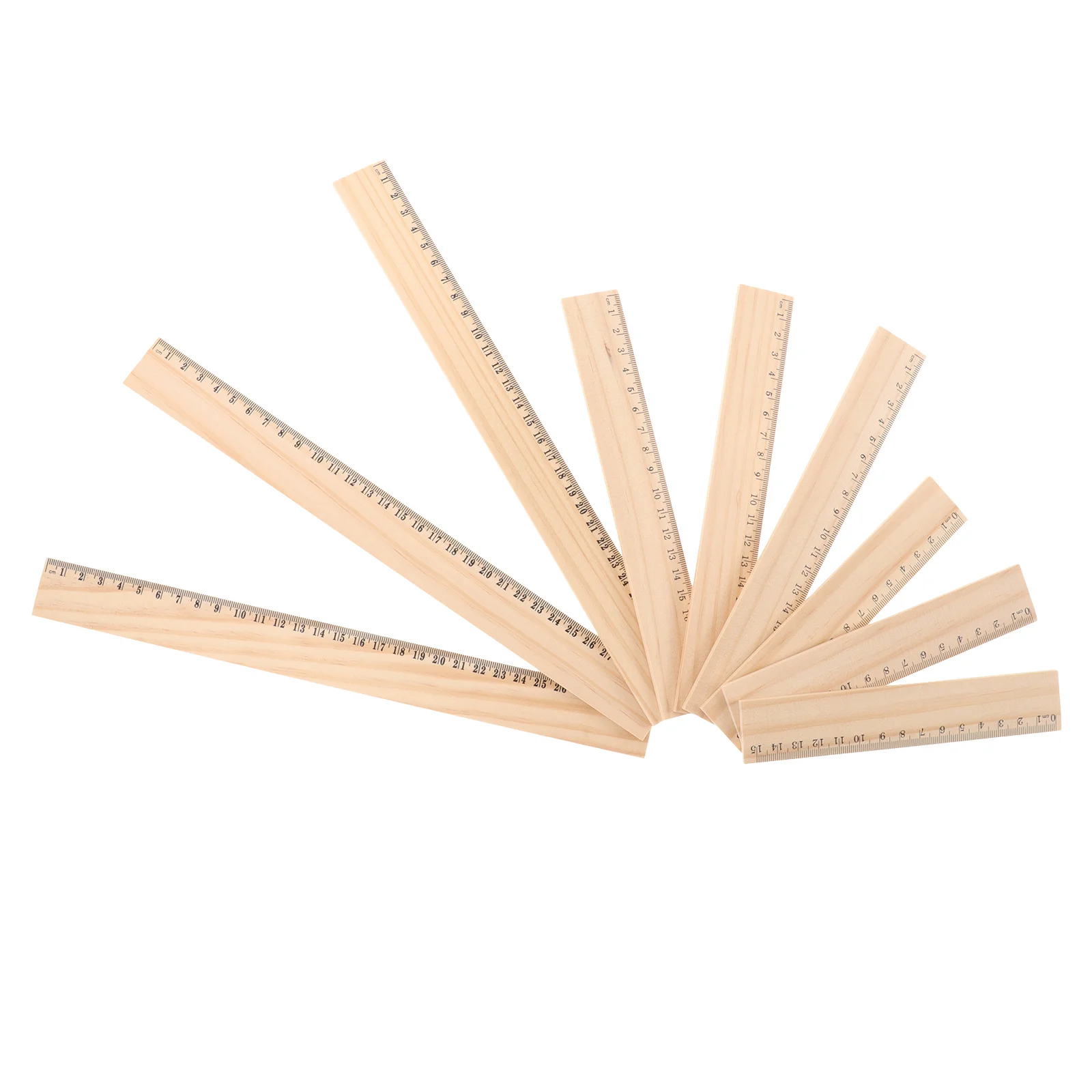 9 Pcs Double-sided Scale Ruler Wooden Measure Supplies Straight Edges Rulers Office Measuring