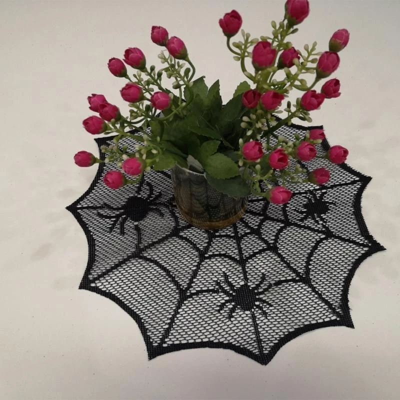 Black Laces Spiders Webs Table Mats Cobwebs Placemat Adds Sophistication to Your Home Decoration high quality