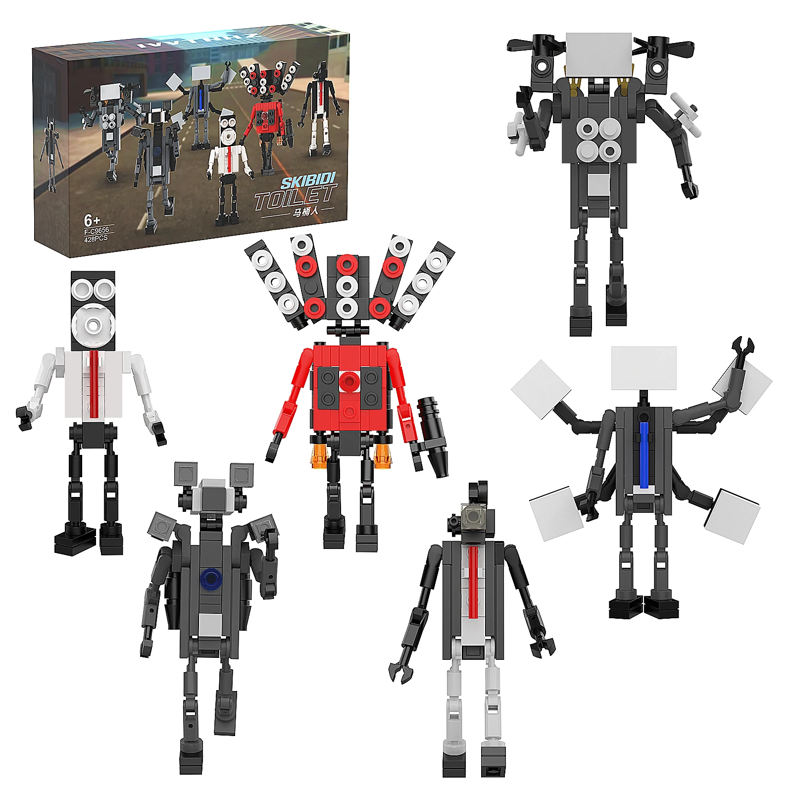 Skibidied 6 en 1 Titan TV Titan Man Monsters juego de bloques de construcción Speakerman Titan modelo juguetes regalos para niños y niñas