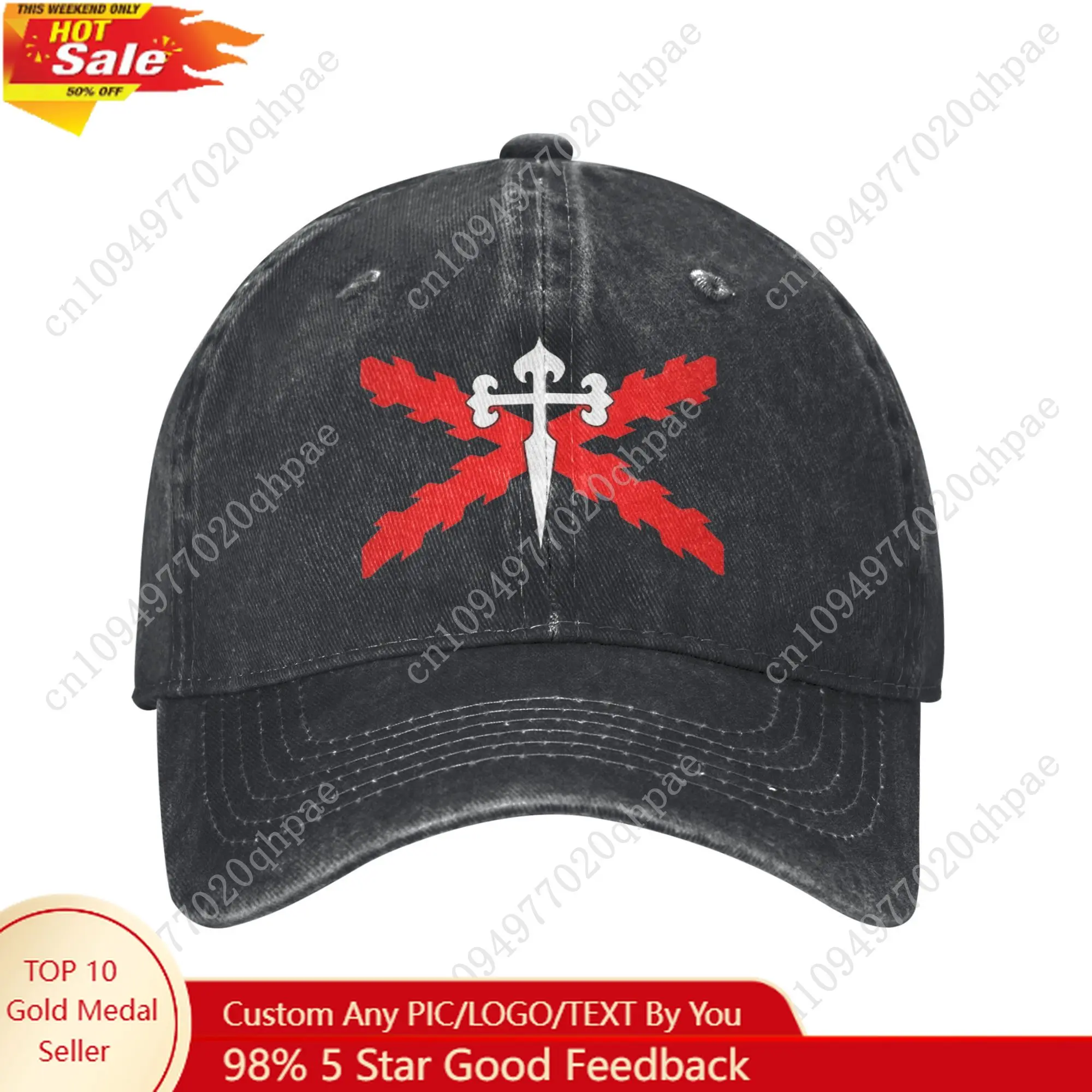 

Cross of Santiago Spanish Empire Baseball Caps Men Women Distressed Washed Headwear Spain Flag All Seasons Travel Adjustable Hat