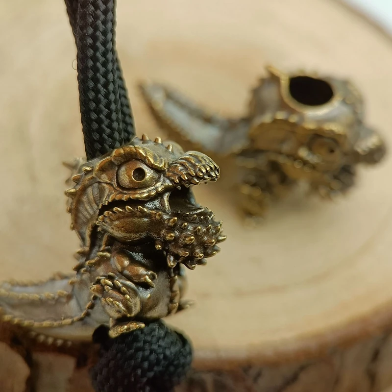 Cute Dinosaur Brass Knife Beads EDC Outdoor Paracord Handmade DIY Bracelets Accessories Umbrella Rope Woven Lanyard Pendants ﻿ ﻿