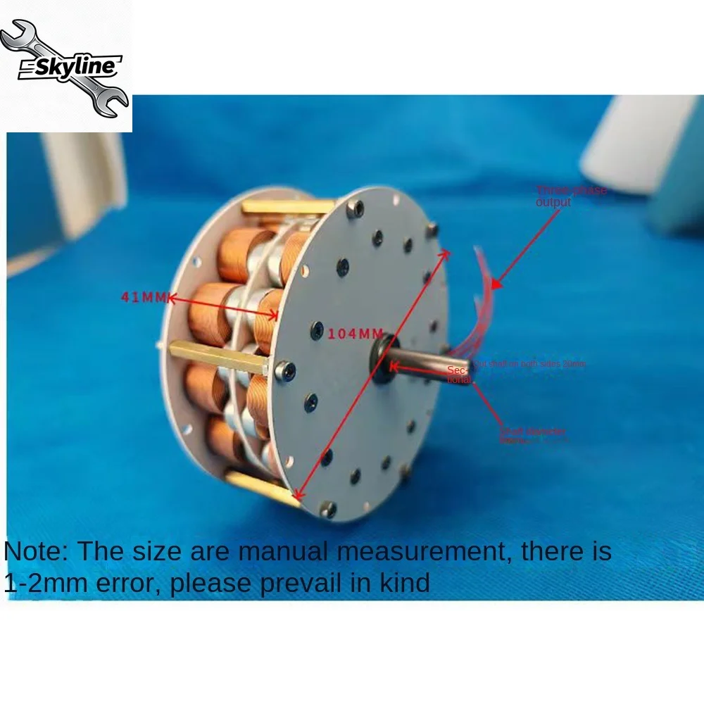 85X41X90mm 50W-60W Double-layer Disc Generator 50rpm with Iron Core Multi-pole Strong Magnetic Three-phase AC Power Generation
