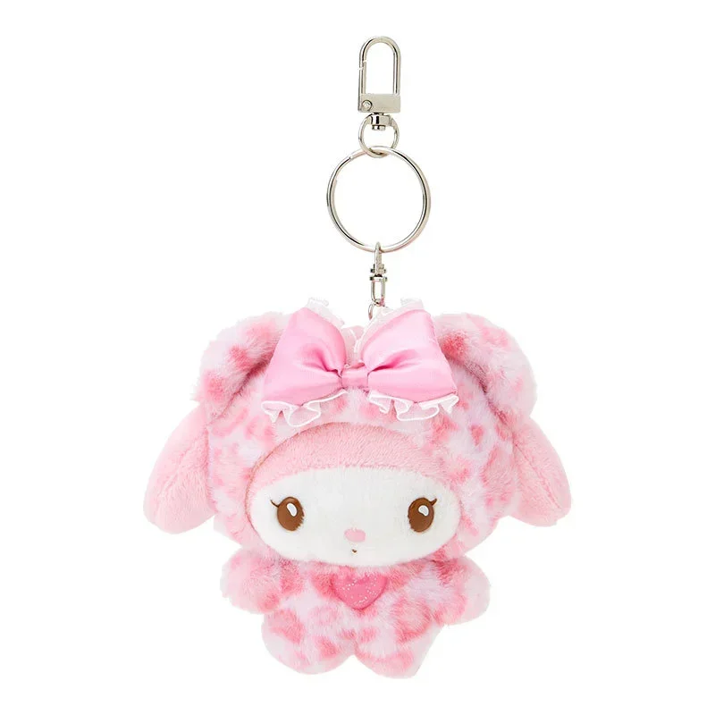 Nowy breloczek MINISO Kawaii z kotkiem, urocza pluszowa zawieszka do torby z kokardką, brelok do zamka błyskawicznego w panterkę, prezent dla dziewczynek na urodziny