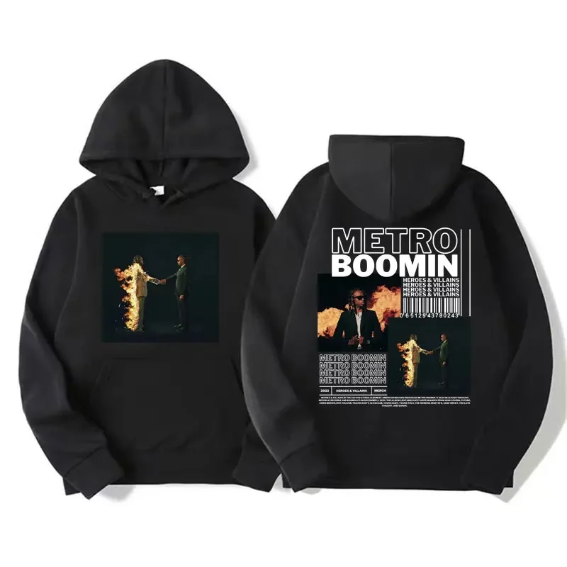 Rapper Metro Boomin Heroes & Villains Graphic Hoodie Men Women Hip Hop Punk Vintage Hooded Male Casual Oversized Sweatshirts