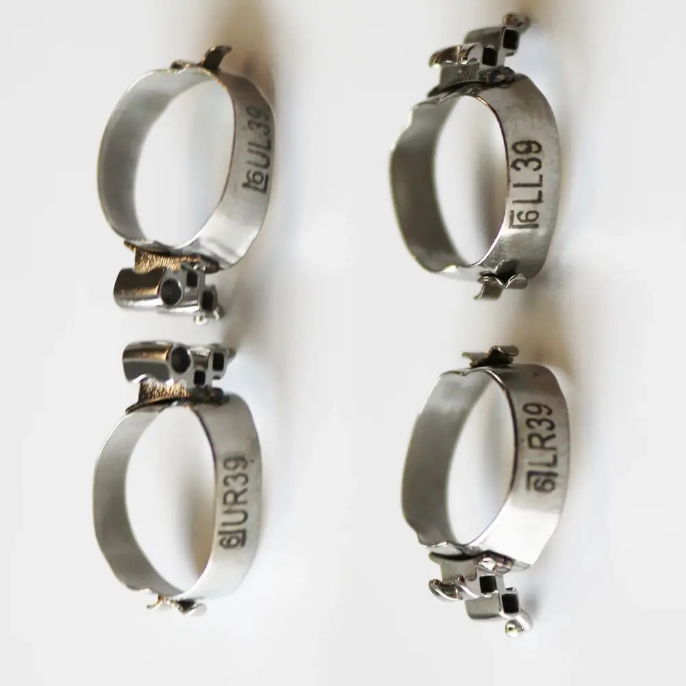 

4Pcs/Pack U3L2 (Upper triple Lower double) MBT 022 Convertible Buccal Tube Molar Band With Cleat (33-41)