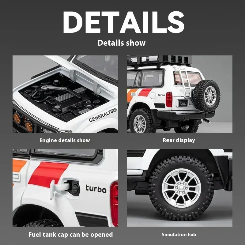 1:24 Land Cruiser LC80 SUV Legering Diecast Model Terreinwagen Verzamelen Hobby Model Ornamenten Cadeau Voor Vriend Jongen Display