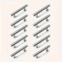12 Uds. Tiradores modernos de acero inoxidable para gabinete, diseño de arco moderno, tiradores de cajón de muebles de Metal cepillado, tiradores de barra