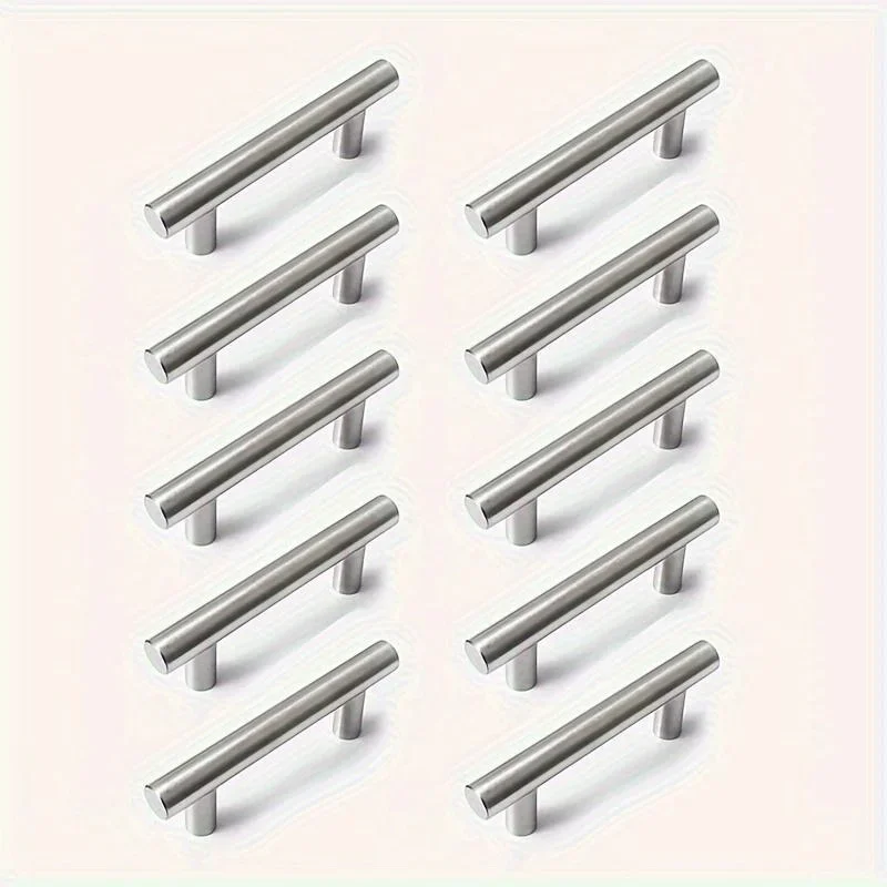 12 Pcs Modern Stainless Steel Cabinet Pulls Modern Arch Design Brushed Metal Furniture Drawer Pull Hardware Pulls Bar Handle