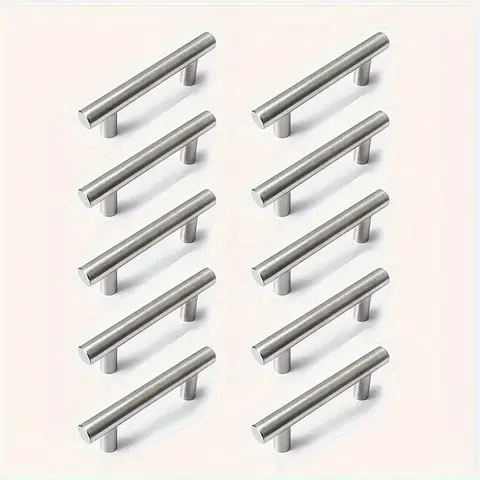 12 Pcs Modern Stainless Steel Cabinet Pulls Modern Arch Design Brushed Metal Furniture Drawer Pull Hardware Pulls Bar Handle