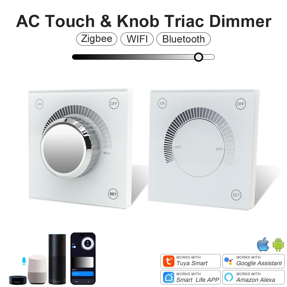 

LED Dimmer Tuya Wifi Zigbee Touch Knob Triac Controller AC 110V 220V LED Lamp Switch Works with Alexa Google Assitant Smart Life