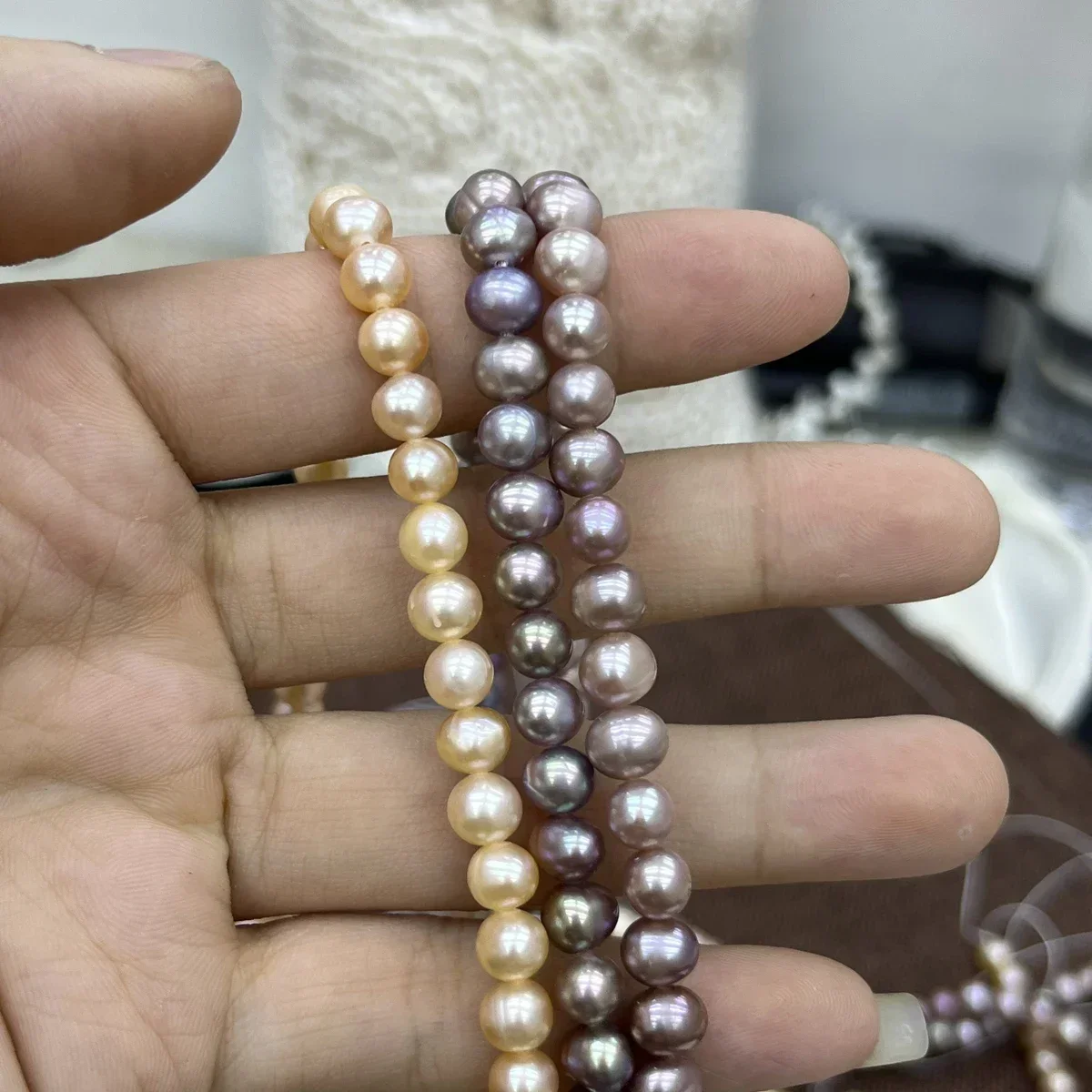 

5-6mm 4A Natural Freshwater Yellow Purple Round Potato Pearl Bead Jewelry Make DIY Necklace Bracelet Accessories Women Wedding