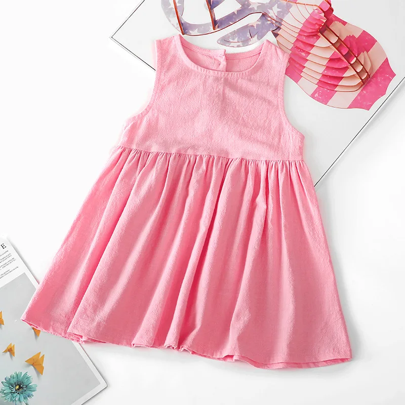 Kids Clothing Baby Girl Dress Flowers Sleeveless Party Dresses Crew Neck Sweety Summer Dress Princess Dresses Fashion Girls