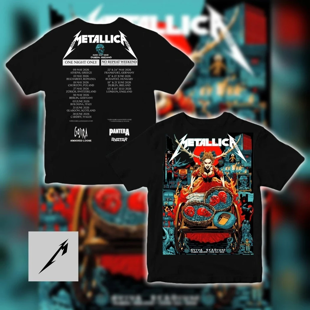 Metallica M72 Dublin Ireland June 21 2026 Aviva Stadium Band T-Shirt Cotton Graphic Tee Men Women Summer Streetwear