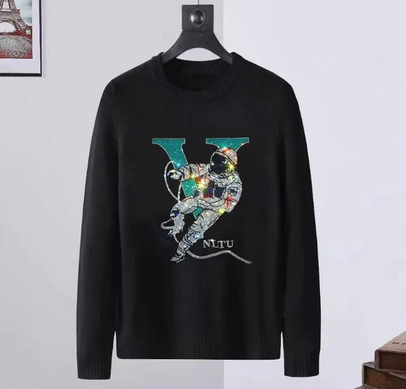 

Streetwear Male drop shipping Rhinestones Men's Pullover sweater Casual Top Fashion Hip Hop Pullover