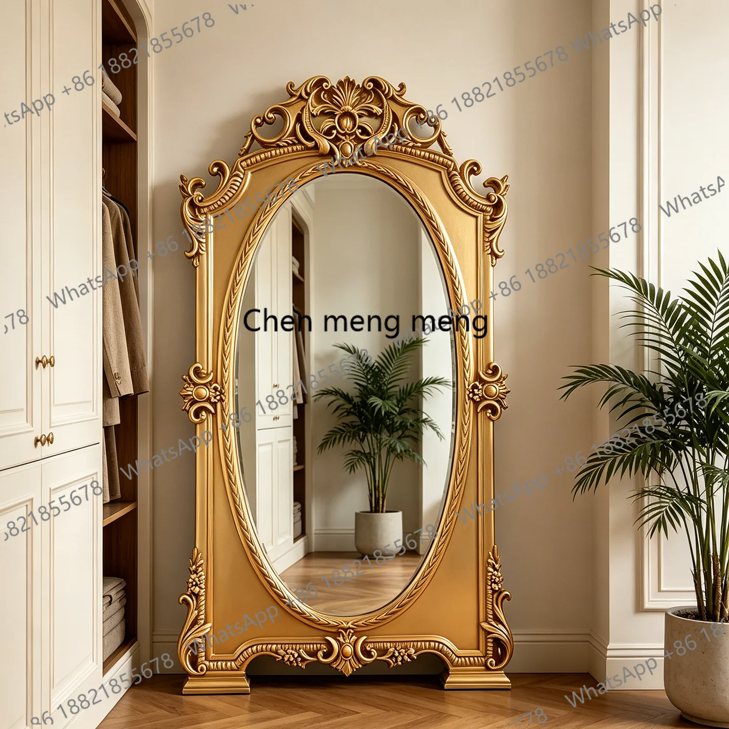 French, handmade custom size full-body mirror American wall-to-wall floor mirror household full-length mirror wall