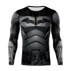 Anime Batman tight T-shirt cosplay superhero short sleeved/long sleeved men's sports and fitness quick drying shirt