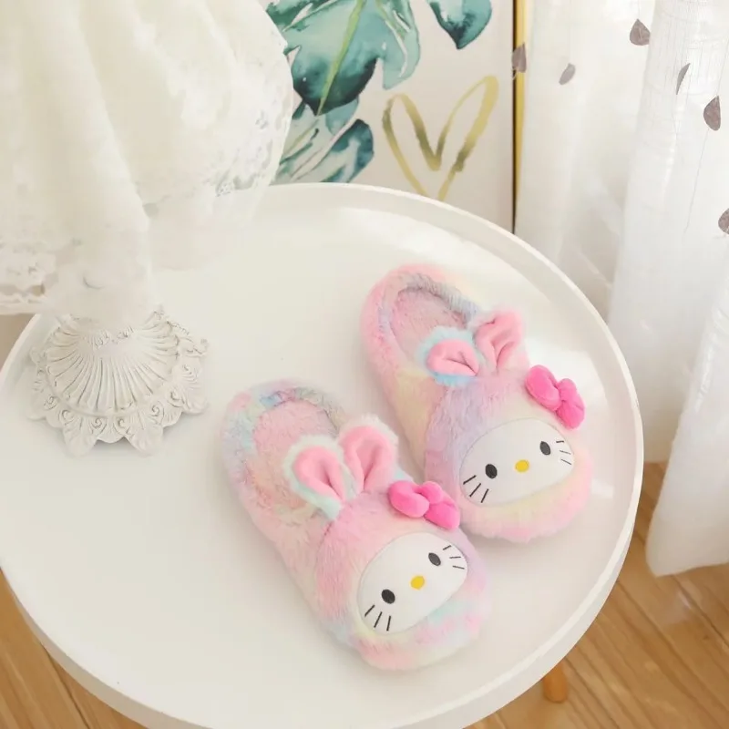 Hello Kitty Cinnamoroll My melody Japanese sweet winter home floor mop indoor Mickey Minnie new cotton slippers for women