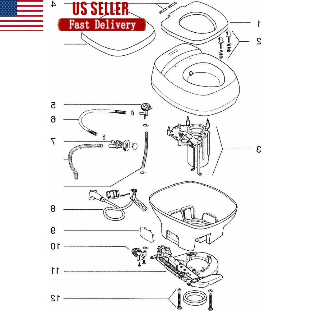 

Aqua Magic Toilet Seat and Cover Easy Install Aurora Galaxy Starlite RV Toilets Portable Camping Upgrade