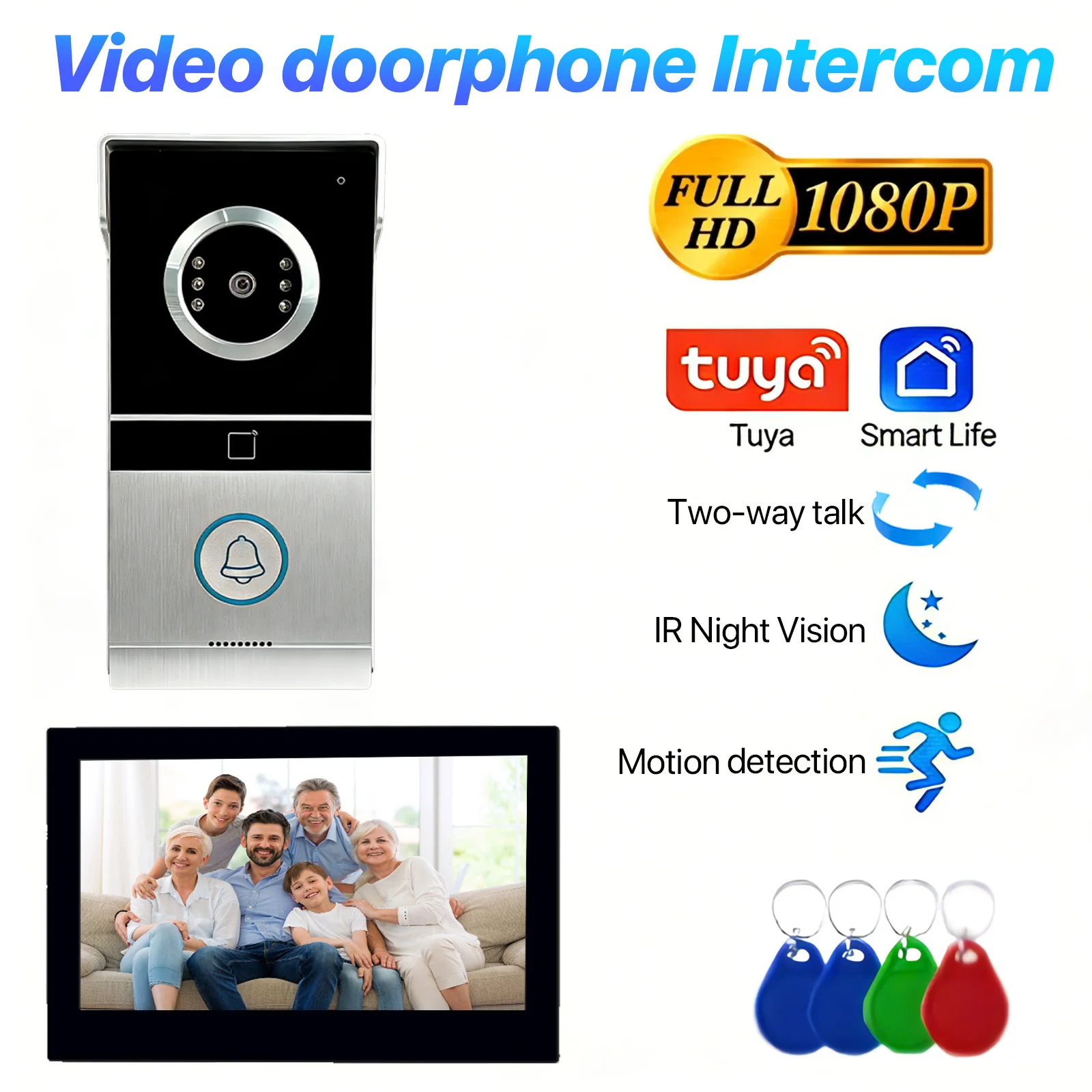 Tuya Smart Video Intercom 7 Inch HD IPS Doorbell with Motion Detection Remote Control Home Interphone for Villa Apartment