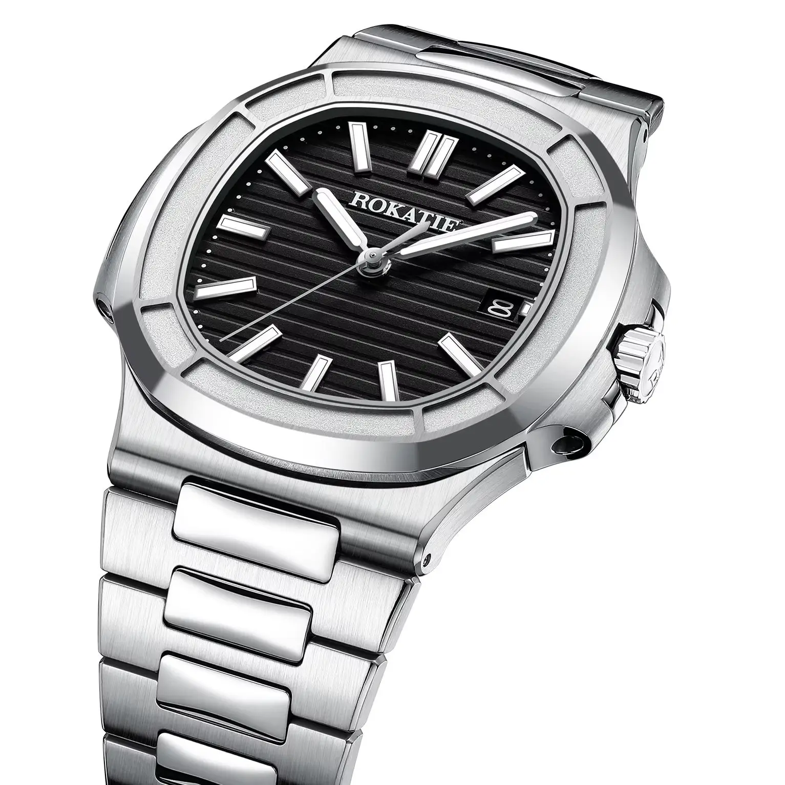 

ROKATIE Mechanical Wristwatches Stainless Steel 316L 9015 Movement Automatic Watch 5ATM Slim Type Homage Style Business Watch