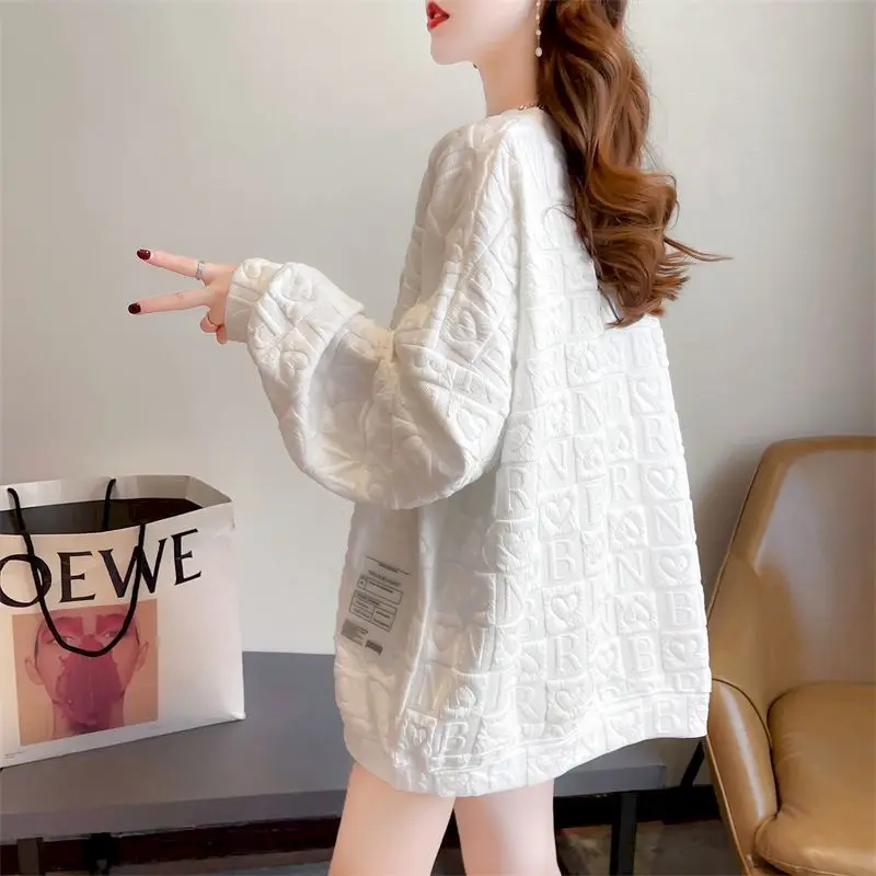 Fashion Pullovers Women Spring Autumn Trendy Loose Sweatshirt Korean Style Mid-length Oversized Pullover Long Sleeve Design Top