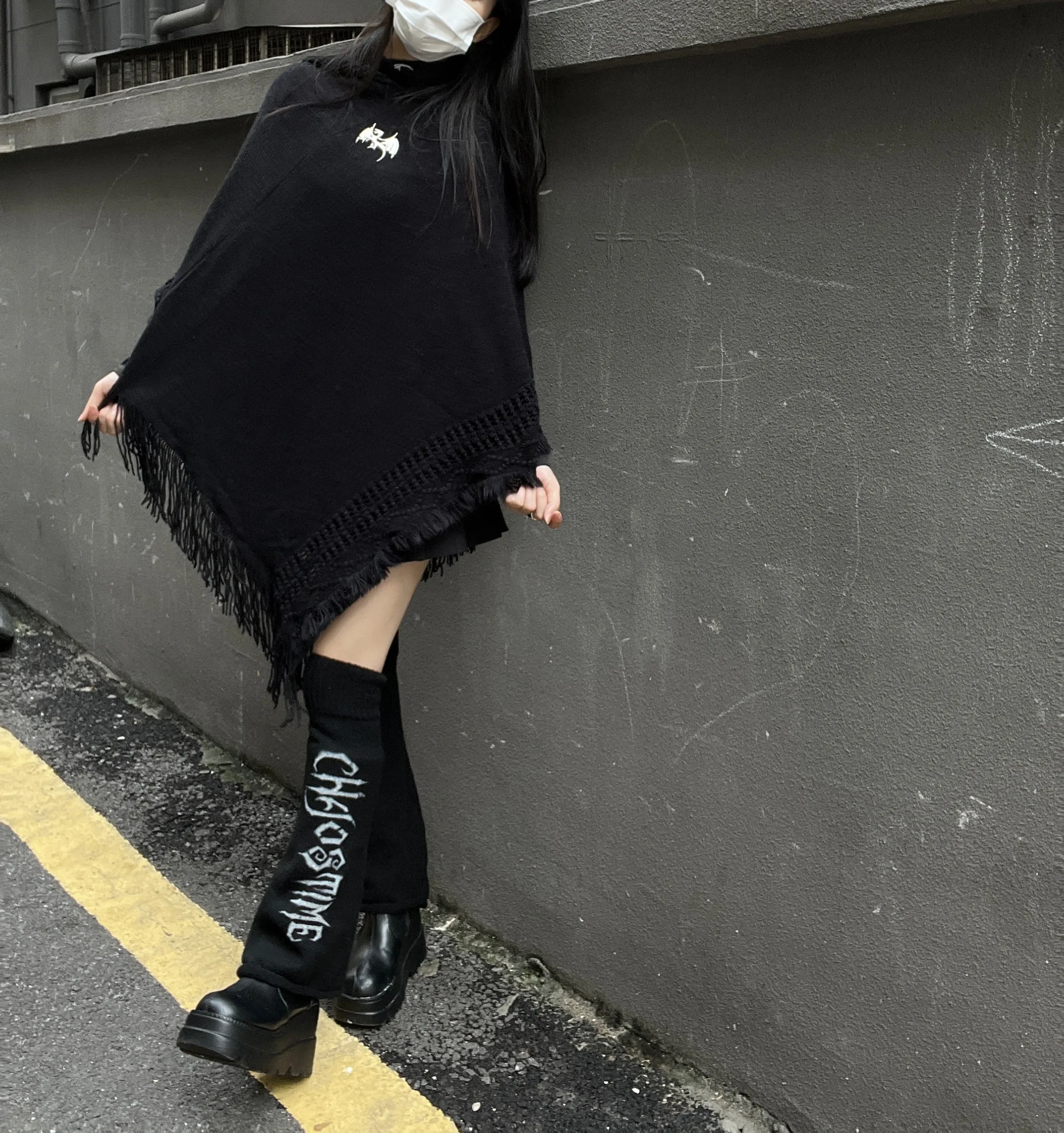 Japanese Original Dark Style Lolita Loose Knitted Cape Retro Elegant Lady Tassel Pullover Hooded Sweater for Women