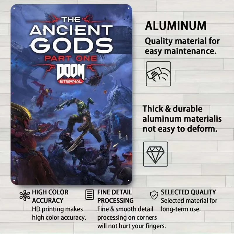 Dooms Posters Home Decoration Accessories Game Signs Wall Art Vintage Metal Tin Sign for Gamer Room Wall Decoration House Decor