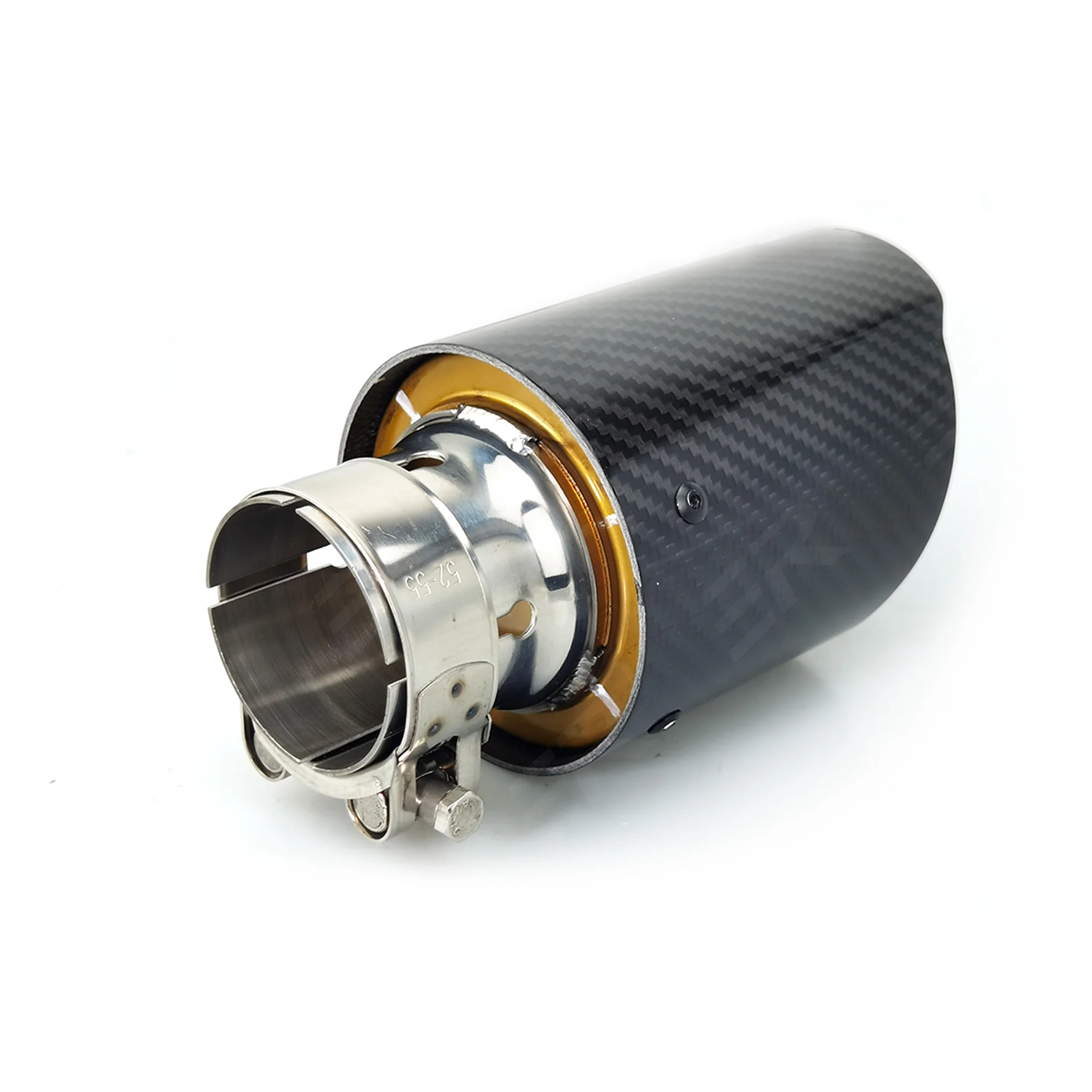 1 قطعة ER الذهب المقاوم للصدأ + ألياف الكربون الحقيقية العادم نصائح الخمار الأنابيب الديكور اكسسوارات السيارات لتعديل الأنابيب نهاية السيارات العالمية