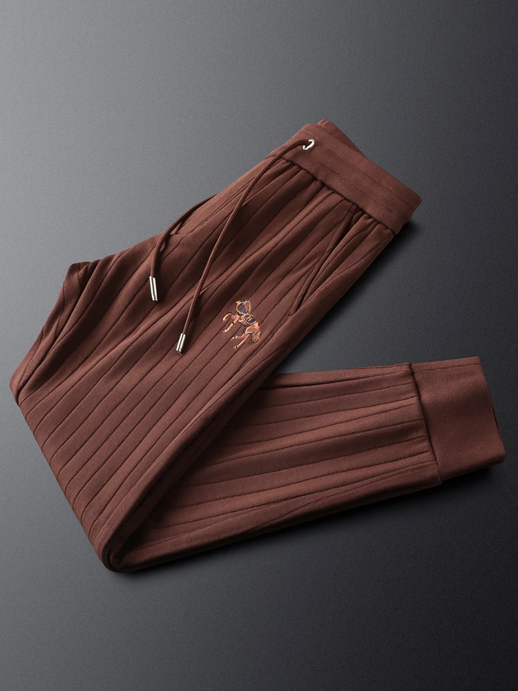 

Ja Charles Luxury Corduroy Pants Men's Slim Fit Winter Faion Striped Casual Sports Trousers Trendy Light Brown Cotton Blend