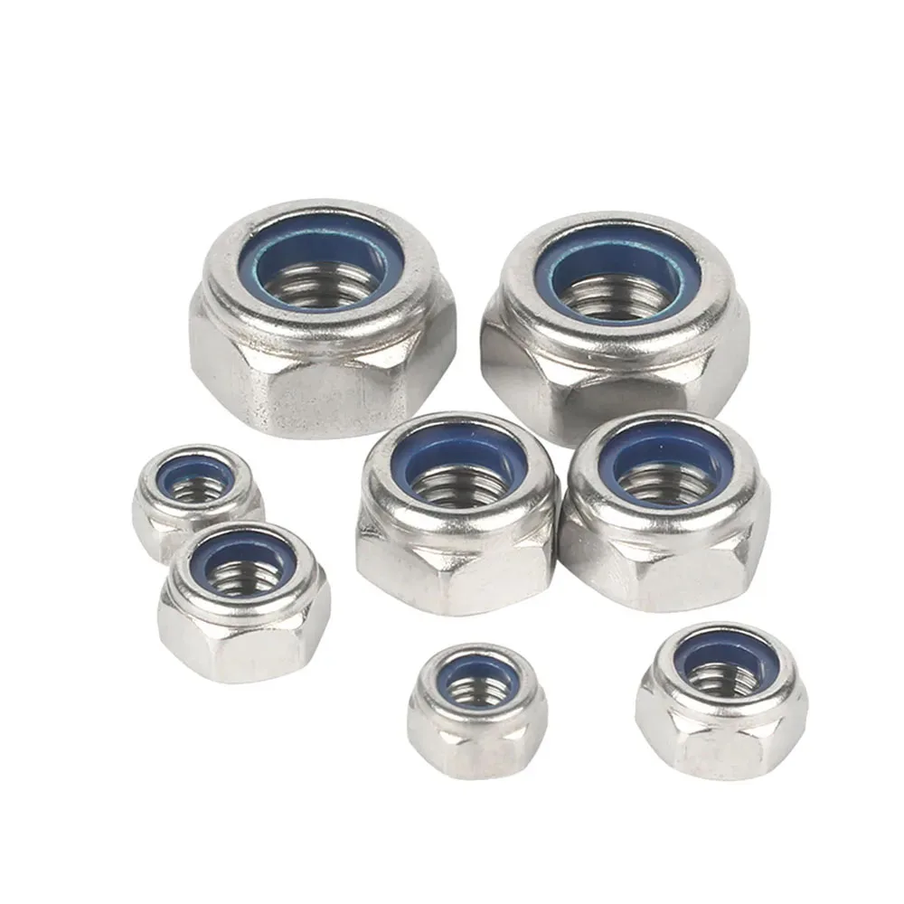 2-10PCS A4-80 Thickened Nylon Nut M5 M6 M8 M10 M12 Metric Nylon Insert Lock Nuts Steel 316 Stainless Self-locking Locknut