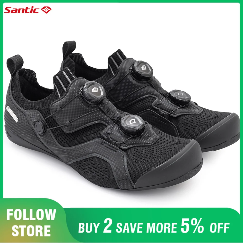 Santic Men Women Cycling Shoes Hardness9 Carbon Fiber and TPU Outsole Road Riding Sneakers Wear Resistant Breathable Bicyle Shoe