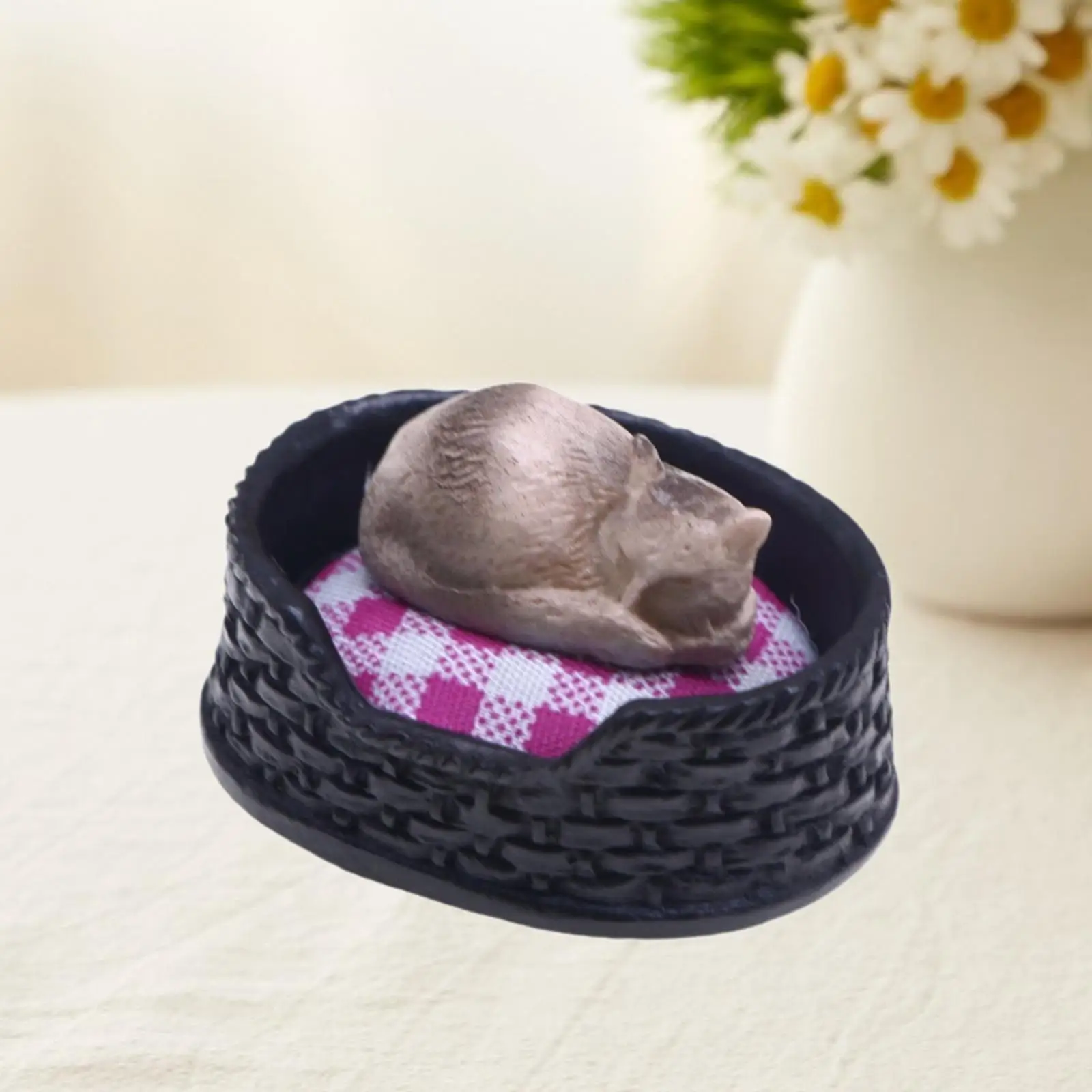 

1:12 Декор в виде котенка с спальной кроватью для домашних животных DIY Accs Топпер для кексов для