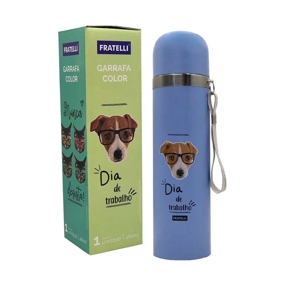 480ml Color Print Pet Inox Bottle-Blue