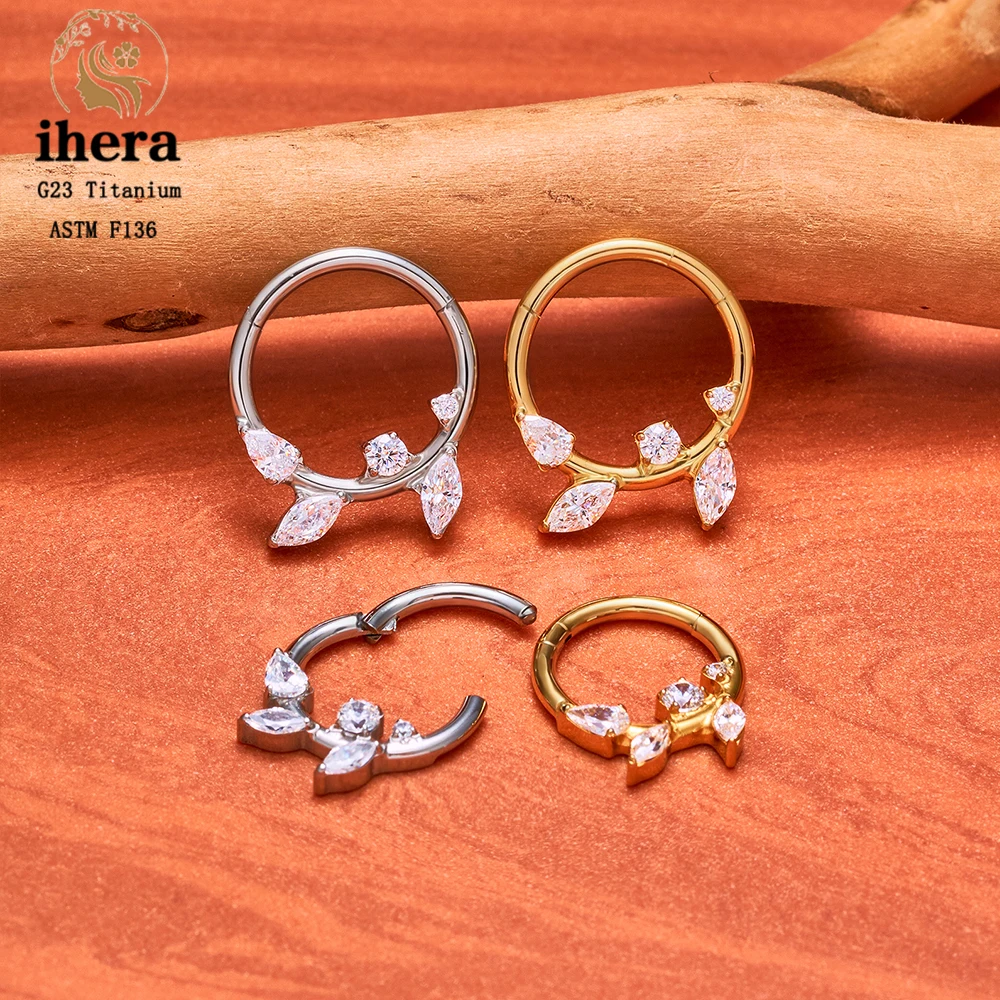 ASTM F136 Titan Birnenförmiger Zirkonia Nasenring 16G Klappbarer Clicker Segment Daith Ohrring Hoop Septum Knorpel Conch Helix Piercing Schmuck – Detail 23