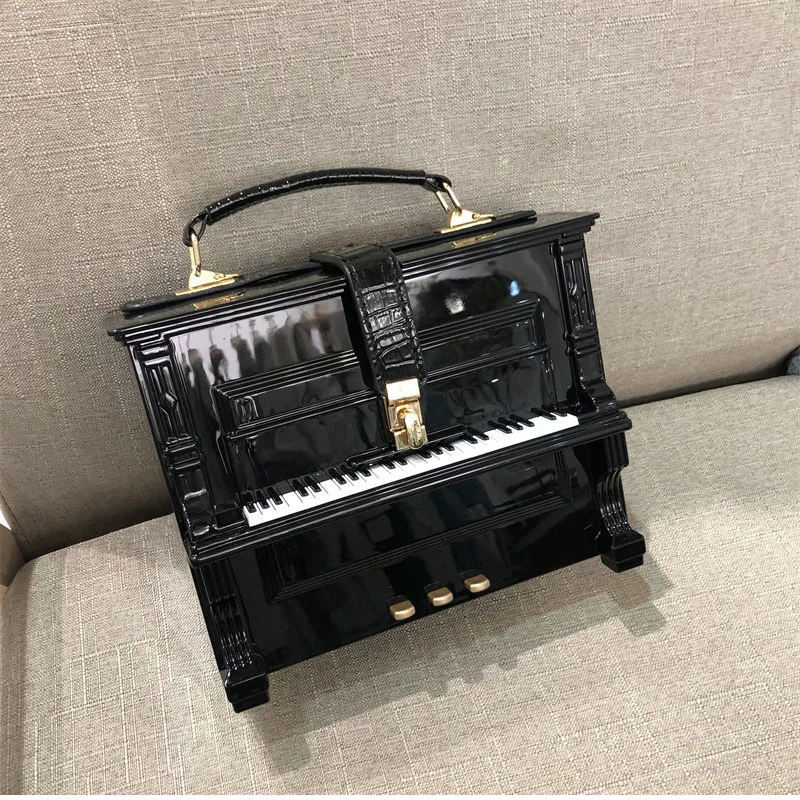 Women New Piano Shape Handmade Acrylic Box Handbags Luxury Designer Shoulder Crossbody Bag For Women Messenger Bag Banquet Bag