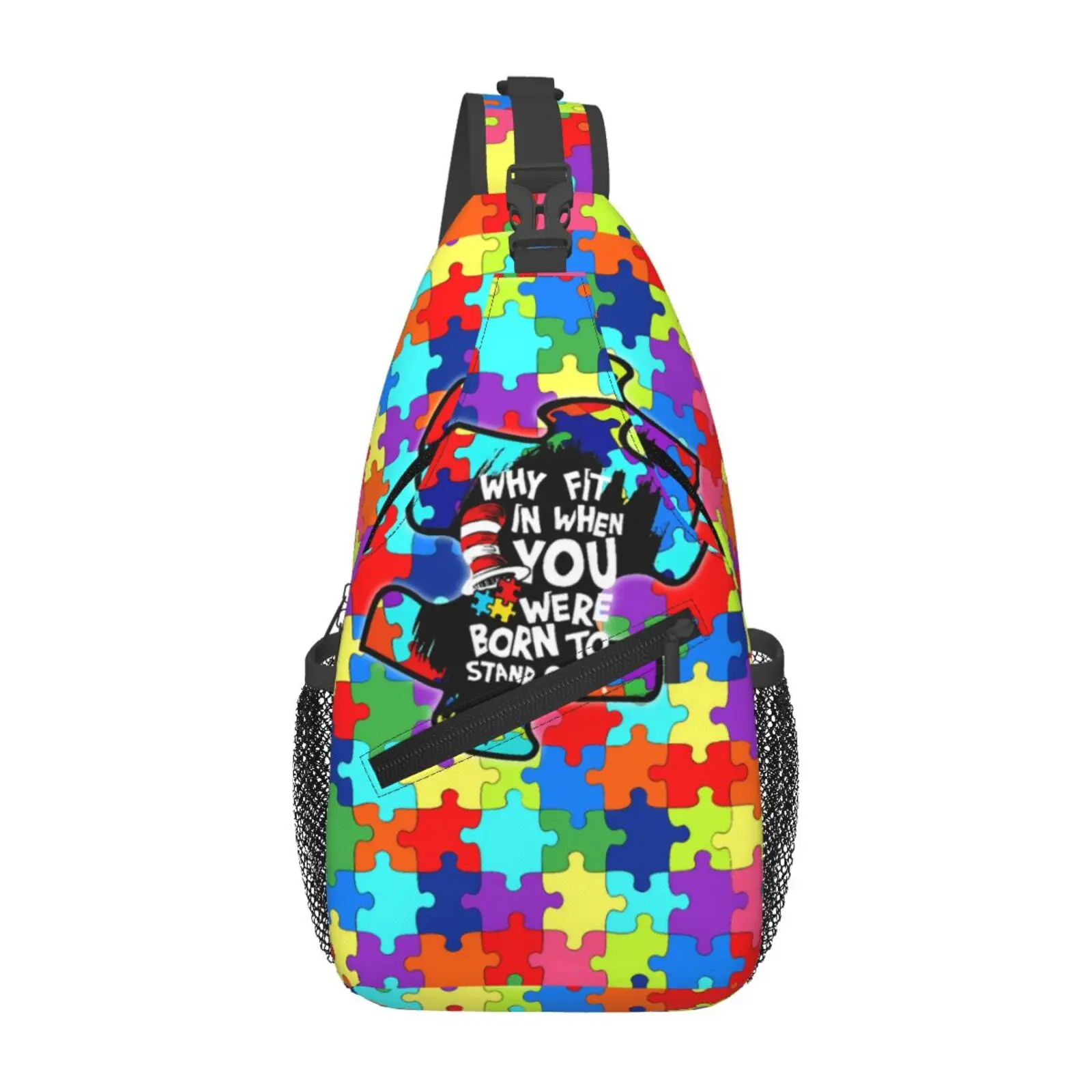 

Сумка на ремне с рисунком головоломки для аутизма, повседневный рюкзак через плечо, дорожный походный рюкзак, легкий нагрудный кошелек, модные сумки на плечо